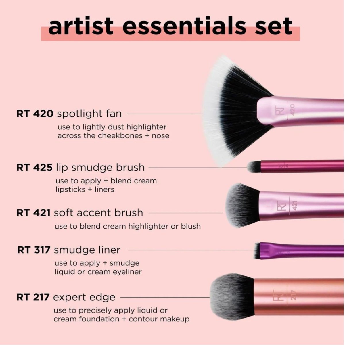 Artist Essentials Makeup Brush Set - Bloom Shine
