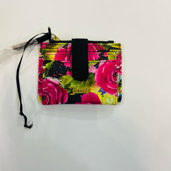 Unique floral juicy couture tab flap card case holder Wallet